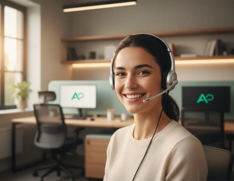 AlloPro support agent with a headset